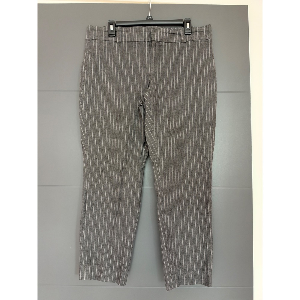 Calvin Klein Womens Gray Pinstripe Dress Pants Size 14 Straight Leg Trousers